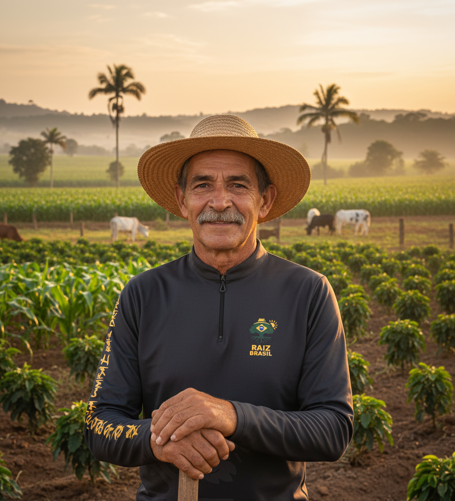 Paisagem agrícola brasileira ao amanhecer